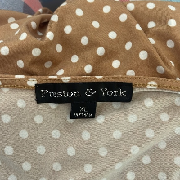 NWT Preston & York “light camel” colored & white polka dot maxi dress. XL - Picture 6 of 9